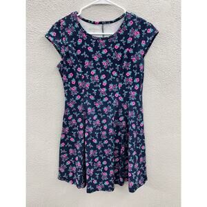 Juniors Dress Bongo Size Medium Blue Floral Cap Sleeve Sundress
